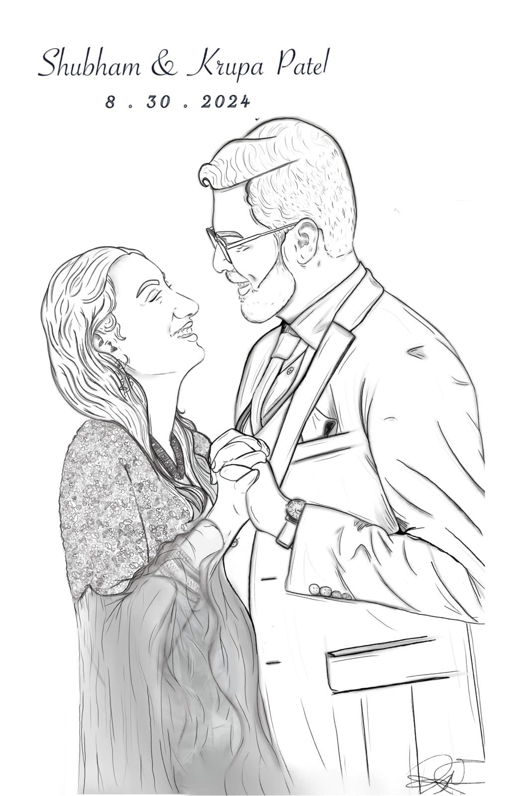Wedding Portrait Commission B&W (2024)