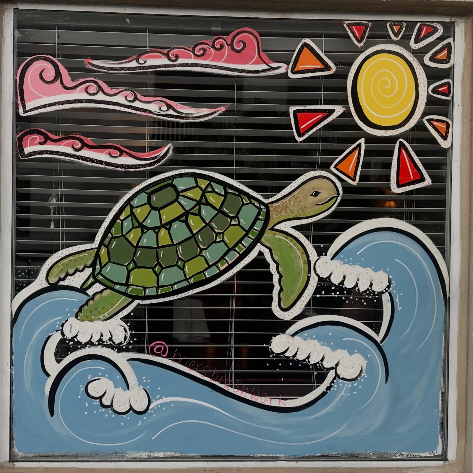Sea turtle window painting